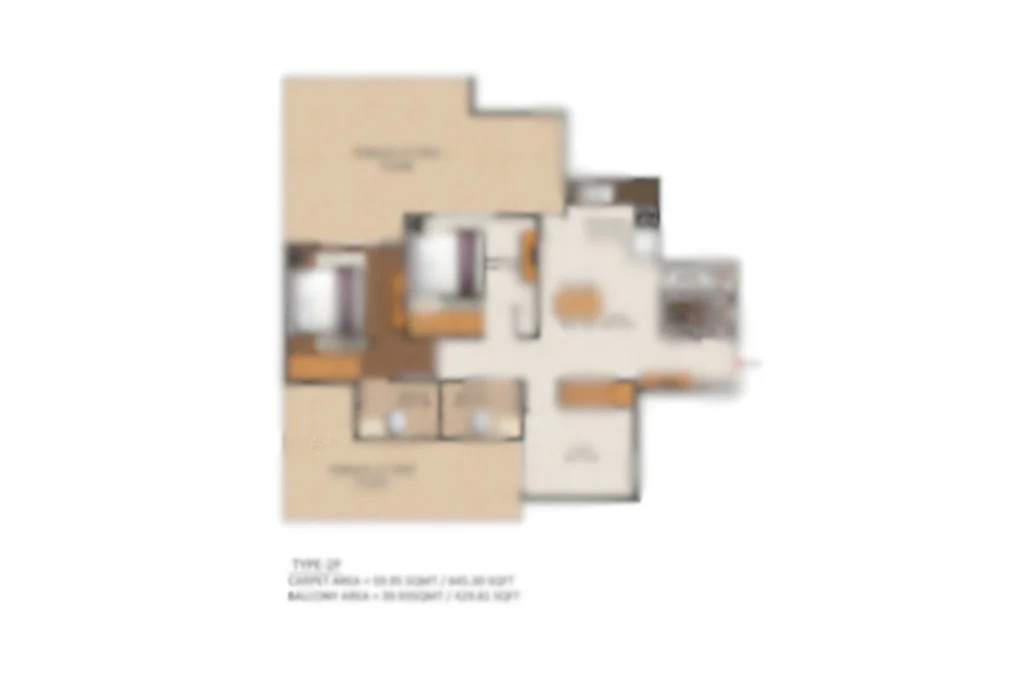 Ganga Nine Zero 3 BHK + Utility floor plan, 1850 sq.ft